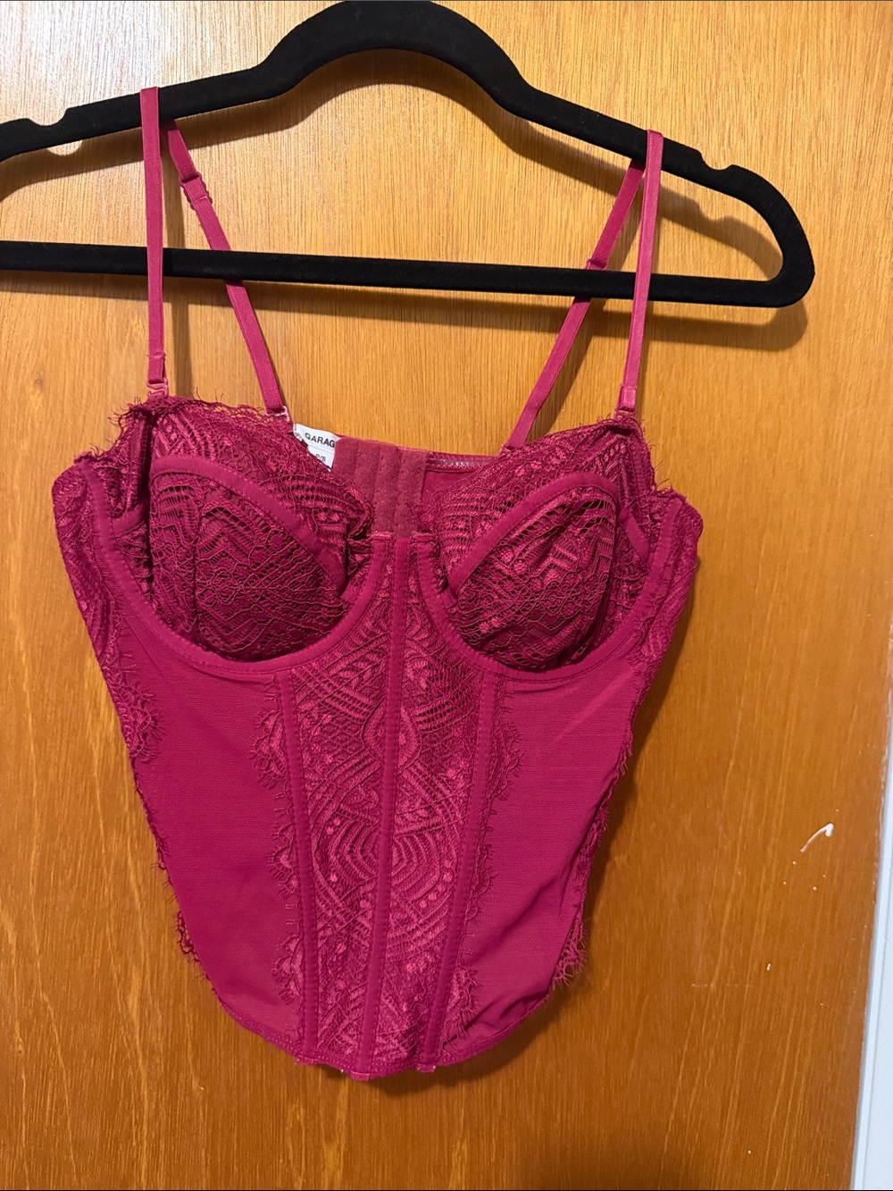NWT Garage S Women’s Lace Bustier Corset Top - Raspberry